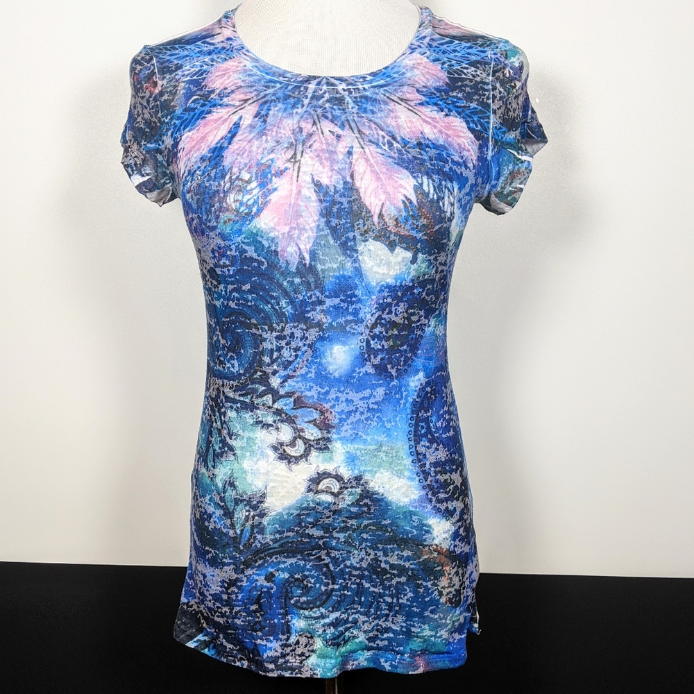 Mossimo•Boho•Burnout Tee• Blue/Pink/White/Black